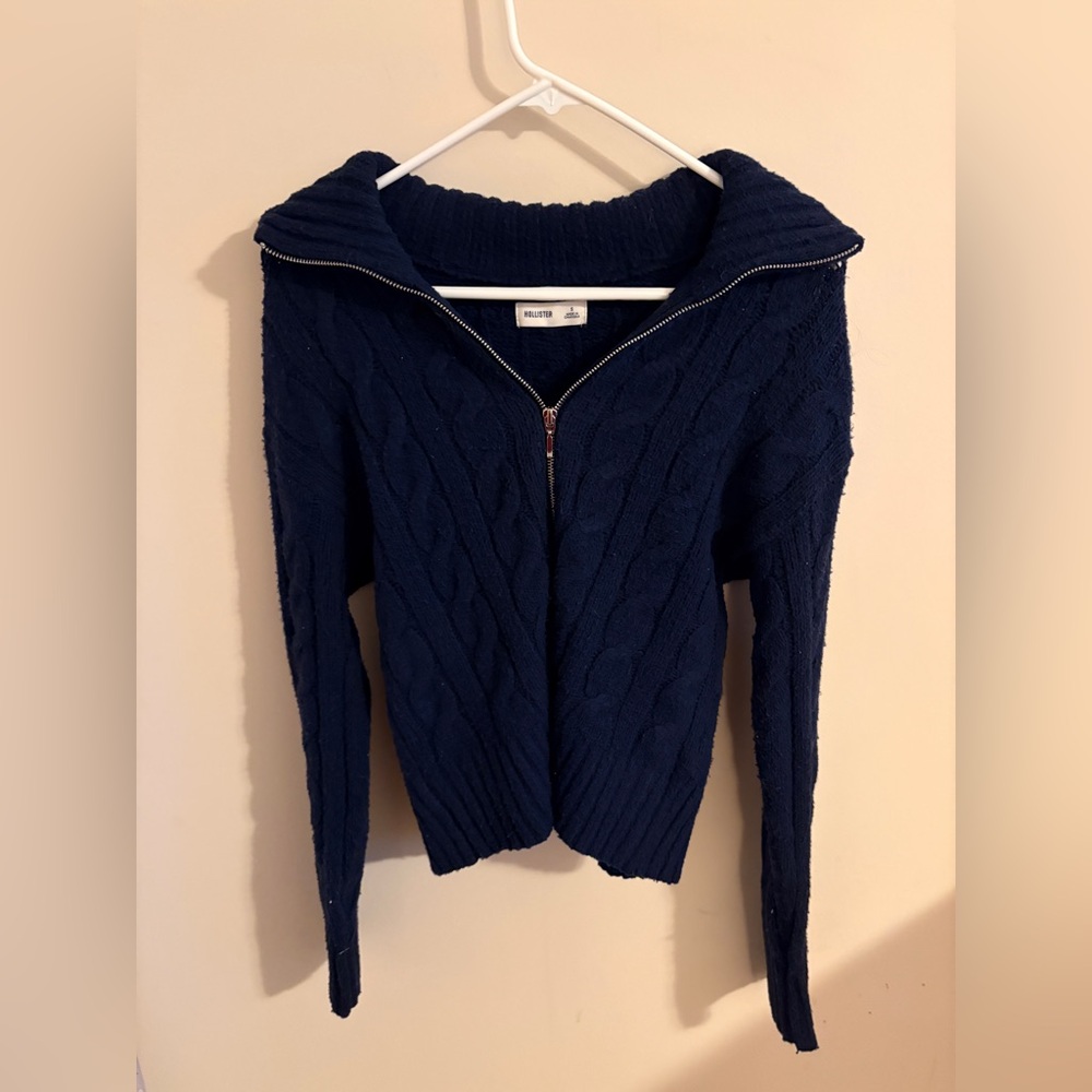 Hollister Dark Blue Cable Knit Turtleneck Sweater